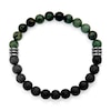 8.0mm Black Lava and Green Chalcedony Bead Half-and-Half Strand Bracelet in Stainless Steel - 8.75"