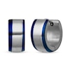 Thumbnail Image 1 of 13.55mm Huggie Hoop Earrings in Stainless Steel and Blue Ion Plate