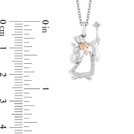 Enchanted Disney Cinderella 0.085 CT. T.W. Diamond Fairy Godmother Pendant in Sterling Silver and 10K Rose Gold - 19”