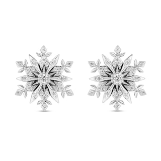 Enchanted Disney Elsa 0.23 CT. T.W. Diamond Snowflake Stud Earrings in Sterling Silver