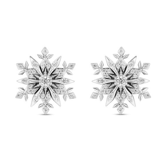 Enchanted Disney Elsa 0.23 CT. T.W. Diamond Snowflake Stud Earrings in Sterling Silver