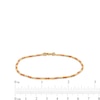 Diamond-Cut and Red Enamel Bead Bracelet in Hollow 18K Gold - 7.5"