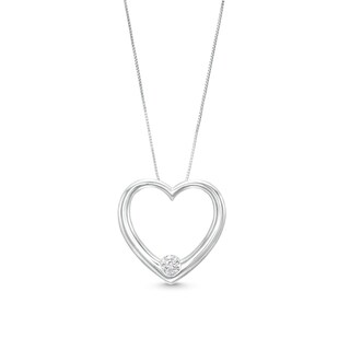 0.25 CT. Certified Lab-Created Diamond Solitaire Open Heart Pendant in 14K White Gold (F/SI2)