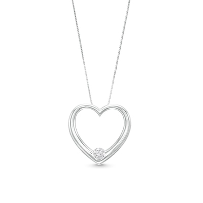 0.25 CT. Certified Lab-Created Diamond Solitaire Open Heart Pendant in 14K White Gold (F/SI2)