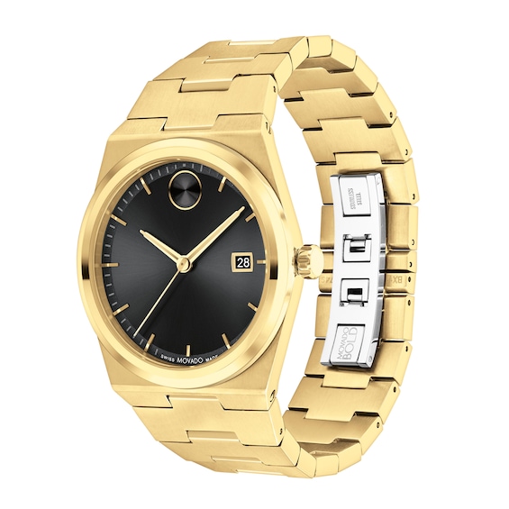 Men's' Movado Bold® Quest Gold-Tone IP Watch with Black Dial (Model: 3601223)