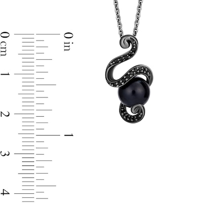 Enchanted Disney Villains Black Cultured Pearl and 0.145 CT. T.W. Black Diamond Pendant in Sterling Silver-19”