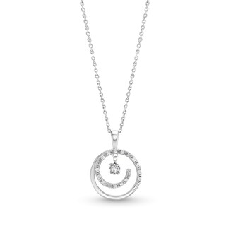 Unstoppable Love™ 0.12 CT. T.W. Diamond Swirl Circle Pendant in 10K White Gold - 19"