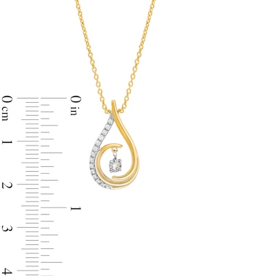 Unstoppable Love™ 0.10 CT. T.W. Diamond Swirl Ribbon Teardrop Pendant in 10K Gold - 19"