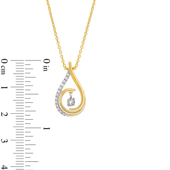 Unstoppable Love™ 0.10 CT. T.W. Diamond Swirl Ribbon Teardrop Pendant in 10K Gold - 19"