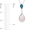 Thumbnail Image 3 of 8.0-8.5mm Freshwater Cultured Pearl, London Blue Topaz and Diamond Accent Pendant in 10K White Gold