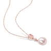 8.0-8.5mm Freshwater Cultured Pearl, Morganite and 0.06 CT. T.W. Diamond Pendant and Earrings Set in 10K Rose Gold