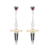 Enchanted Disney Villains Evil Queen Garnet and 0.145 CT. T.W. Black Diamond Earrings in Sterling Silver and 10K Gold