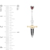 Enchanted Disney Villains Evil Queen Garnet and 0.145 CT. T.W. Black Diamond Earrings in Sterling Silver and 10K Gold