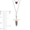 Enchanted Disney Villains Evil Queen Garnet and 0.085 CT. T.W. Black Diamond Necklace in Sterling Silver and 10K Gold