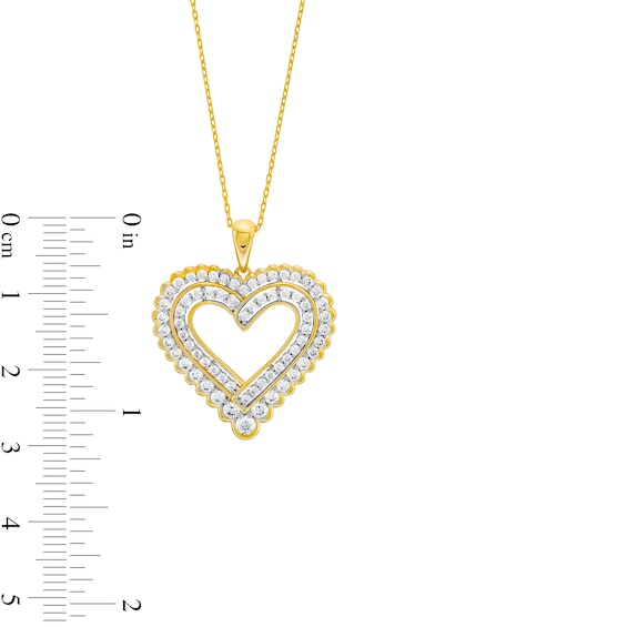 1.00 CT. T.W. Diamond Scallop Frame Heart Pendant in 10K Gold