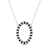 Thumbnail Image 0 of Black Spinel and White Lab-Created Sapphire Open Oval Frame Necklace in Sterling Silver