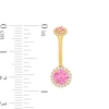 Pink and White Cubic Zirconia Frame Belly Button Ring in Solid 14K Gold - 14G 3/8"