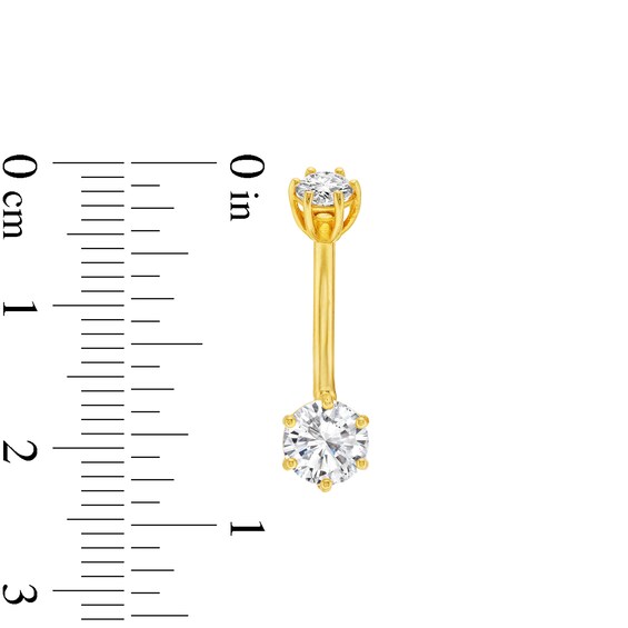 Cubic Zirconia Belly Button Ring in Solid 14K Gold - 14G 7/16"