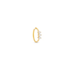 Cubic Zirconia Three Stone Nose Ring in Solid 14K Gold - 20G 5/16&quot;