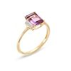 Thumbnail Image 3 of Emerald-Cut Amethyst and 0.04 CT. T.W. Diamond Collar Ring in 10K Gold