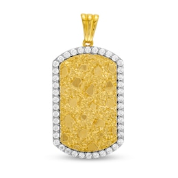 1.45 CT. T.W. Certified Lab-Created Diamond Frame Nugget Dog Tag Necklace Charm in 10K Gold (F/SI2)