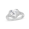 8.0mm Heart-Shaped White Lab-Created Sapphire Frame Split Shank Ring in Sterling Silver