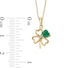 4.0mm Heart-Shaped Lab-Created Emerald and Diamond Accent Clover Pendant in 10K Gold