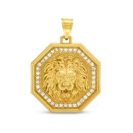 0.45 CT. T.W. Certified Lab-Created Diamond Lion's Head Octagon Frame Necklace Charm in 10K Gold (F/SI2)
