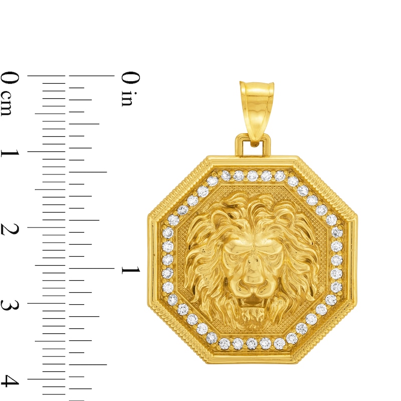 0.45 CT. T.W. Certified Lab-Created Diamond Lion's Head Octagon Frame Necklace Charm in 10K Gold (F/SI2)