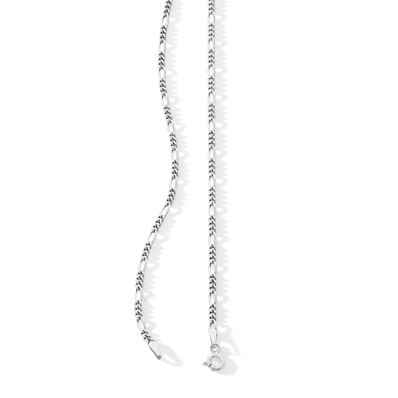 Main Image 2 of 2.3mm Diamond-Cut Figaro Chain Necklace in Solid Sterling Silver - 18”