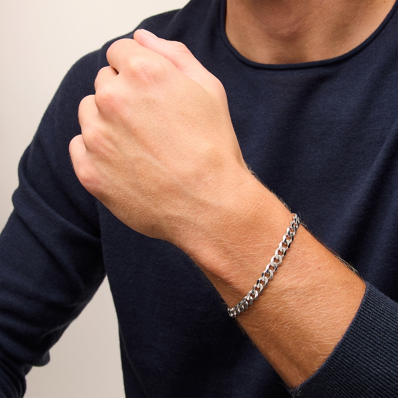 Main Image 2 of 6.5mm Diamond-Cut Curb Chain Bracelet in Solid Sterling Silver - 8.5”