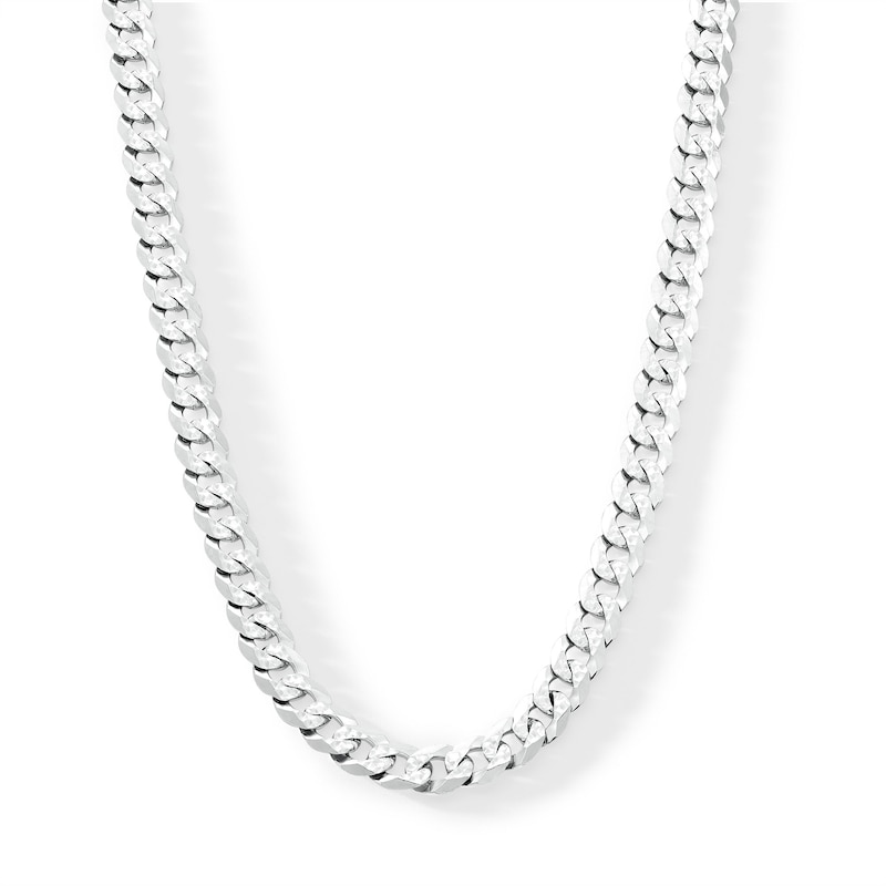 Main Image 1 of 6.8mm Diamond-Cut Flat Curb Chain Necklace in Solid Sterling Silver - 22”