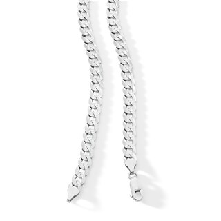 6.8mm Diamond-Cut Flat Curb Chain Necklace in Solid Sterling Silver - 22”