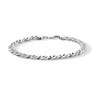 8.4mm Diamond-Cut Fancy Link Chain Bracelet in Solid Sterling Silver - 9”