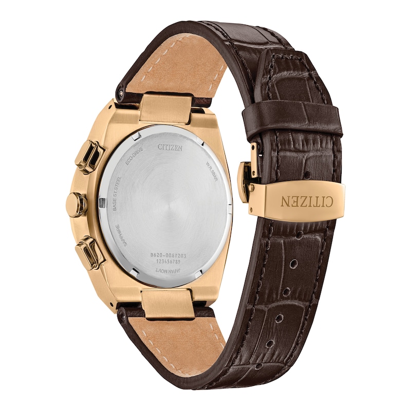 Men's Citizen Axiom Watch in Rose-Tone Stainess Steel with Brown Leather Strap (Model: CA4583-01E)|Peoples Jewellers