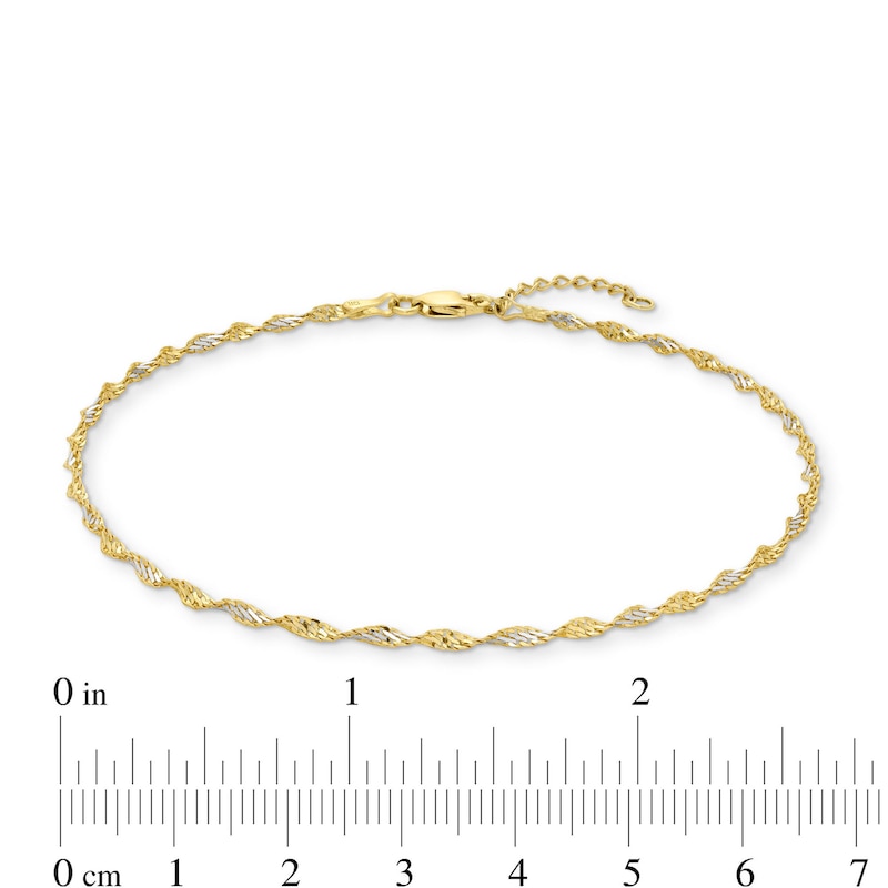 2.1mm Dorica Singapore Chain Anklet in Solid 14K Two-Tone Gold - 10"|Peoples Jewellers