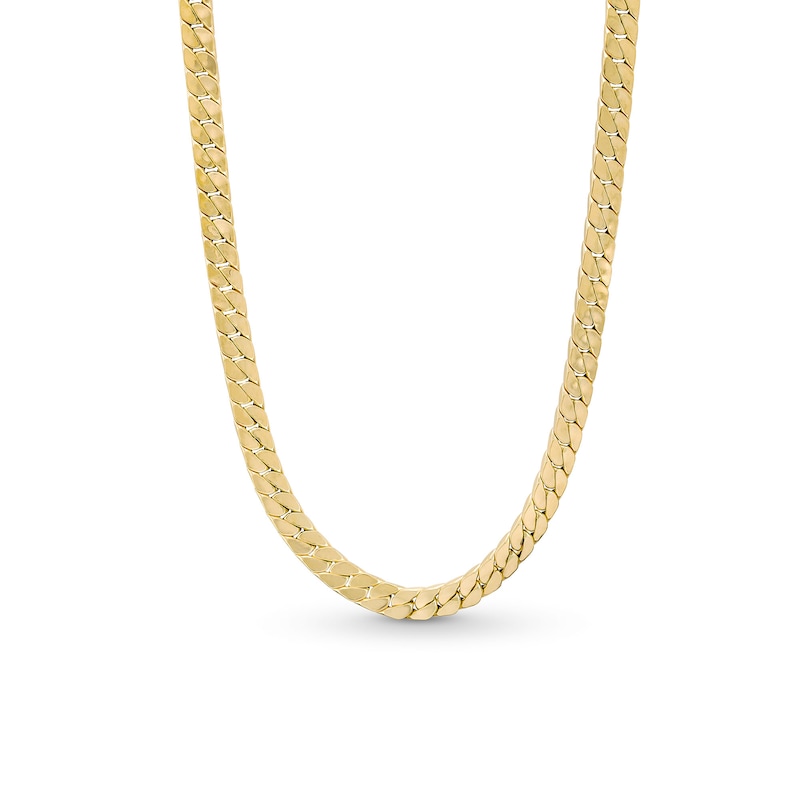 5.7mm Flat Curb Chain Necklace in Hollow 18K Gold - 18"|Peoples Jewellers