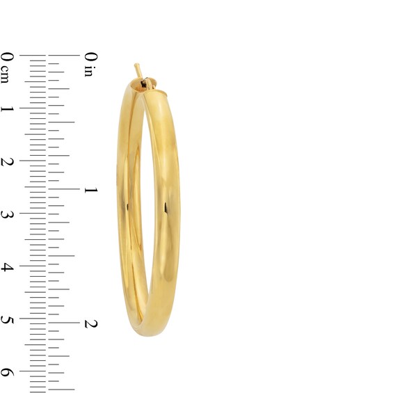 35.0mm Tube Hoop Earrings in Hollow 18K Gold