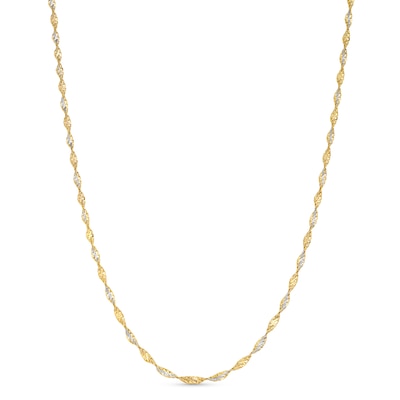 1.65mm Dorica Singapore Chain Necklace in Solid 14K Two-Tone Gold - 16"