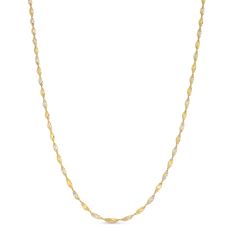 1.65mm Dorica Singapore Chain Necklace in Solid 14K Two-Tone Gold - 16"|Peoples Jewellers