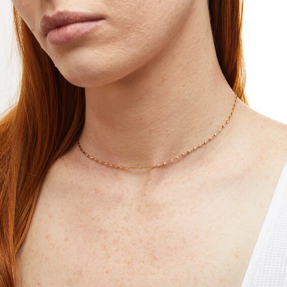 1.65mm Dorica Singapore Chain Necklace in Solid 14K Two-Tone Gold - 16"