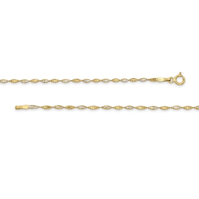 1.65mm Dorica Singapore Chain Necklace in Solid 14K Two-Tone Gold - 16"