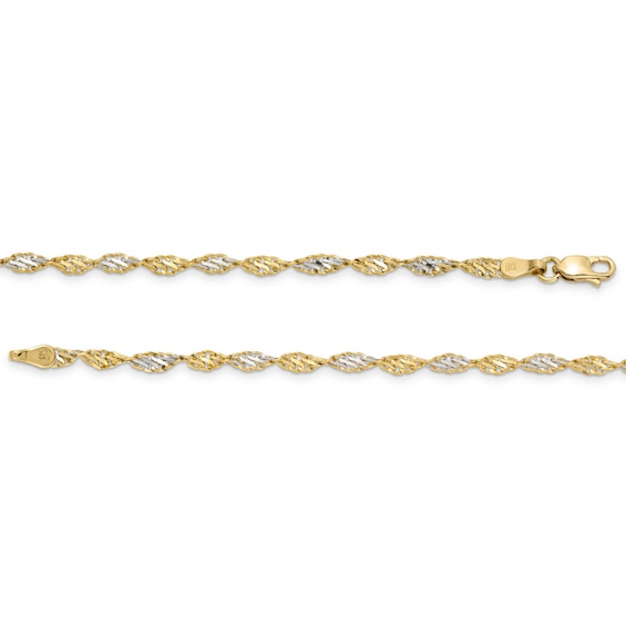 2.9mm Dorica Singapore Chain Bracelet in Solid 14K Two-Tone Gold - 7.25"