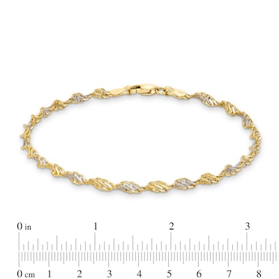 2.9mm Dorica Singapore Chain Bracelet in Solid 14K Two-Tone Gold - 7.25"