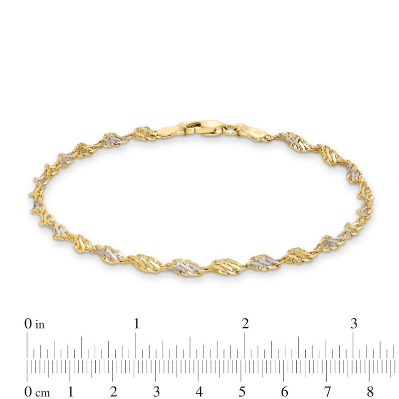 2.9mm Dorica Singapore Chain Bracelet in Solid 14K Two-Tone Gold - 7.25"