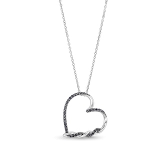 Circle of Gratitude® Collection 0.20 CT. T.W. Black Diamond Tilted Twist Heart Pendant in Sterling Silver