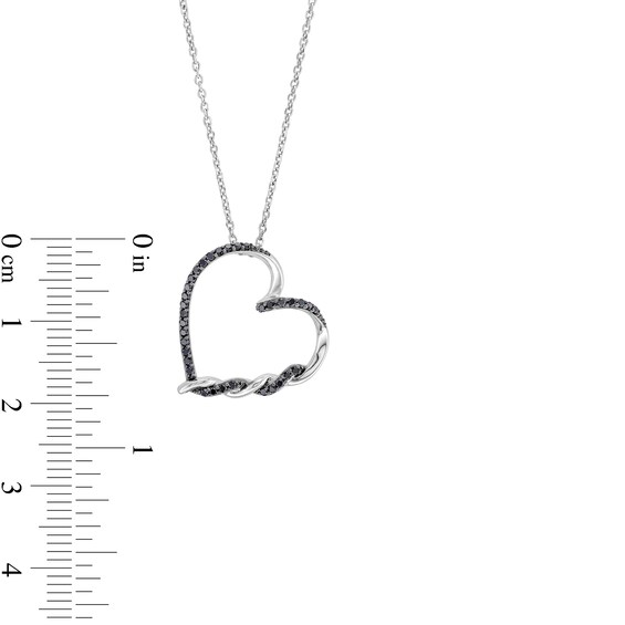 Circle of Gratitude® Collection 0.20 CT. T.W. Black Diamond Tilted Twist Heart Pendant in Sterling Silver