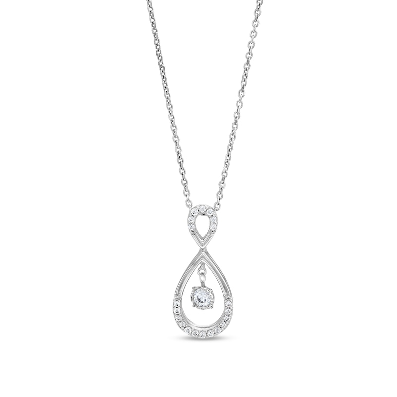 Unstoppable Love™ 0.20 CT. T.W. Diamond Double Teardrop Pendant in 10K White Gold - 19"|Peoples Jewellers