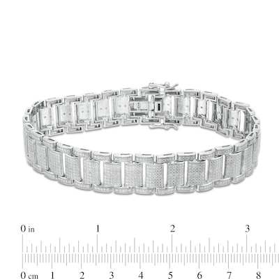 Men's 0.25 CT. T.W. Diamond Dotted Bracelet in Sterling Silver - 8.5"