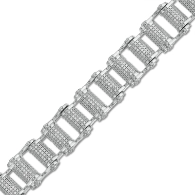 Men's 1.00 CT. T.W. Diamond Bike Chain Bracelet in Sterling Silver - 8.5"